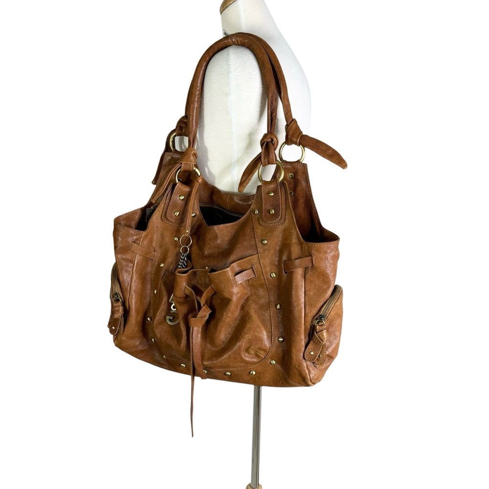 Dolce & Gabbana Large Leather Shoulder Bag with Logo Charms Distressed Brown - Picture 1 of 16